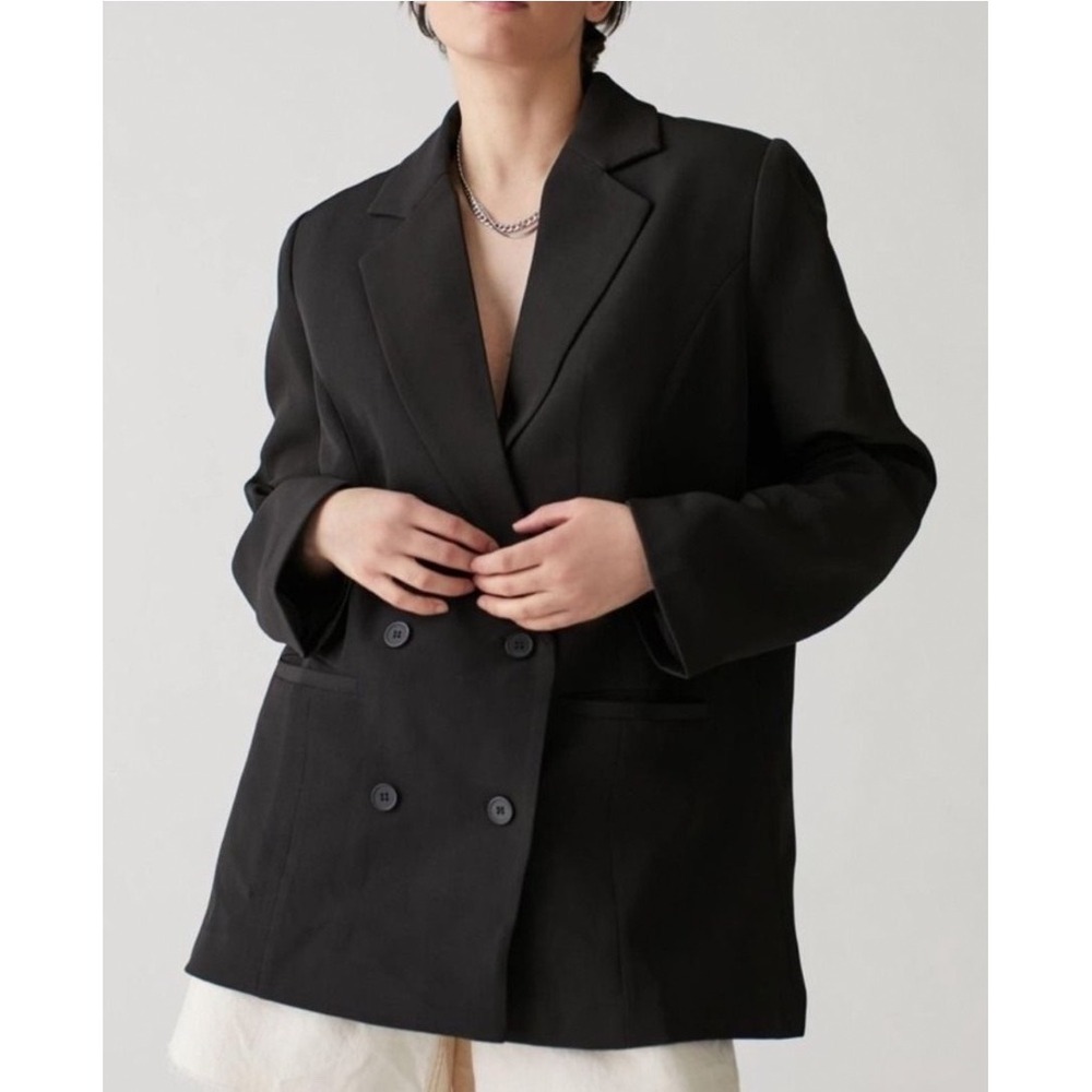 Urban Outfitters Wyoming Black Double Breasted Oversized Blazer Jacket Women M